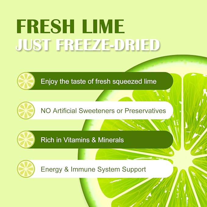 Grelim Lime Powder 11.30 Oz, Freeze Dried Lime Juice Powder, Filler Free, Gluten-Free, Fresh Squeezed Limeade Great for Beverages, Smoothies 320g