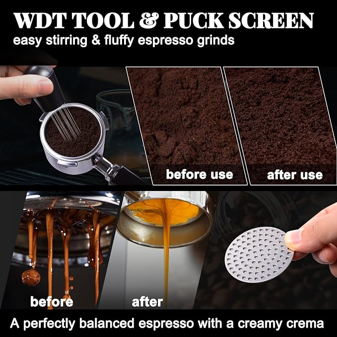 Espresso Accessories Kit 54mm, Espresso Tamper, WDT Tool, Espresso Tamper Mat, Espresso Dosing Funnel, Puck Screen, Espresso Tools for 54mm Coffee Machine Accessories