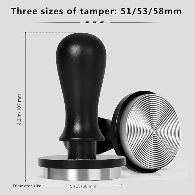 58mm Espresso Tamper – Spring Loaded Coffee Tamper Tool with 30lbs Pressure, Stainless Steel Flat Base for 58mm Portafilter Basket, Barista Accessories