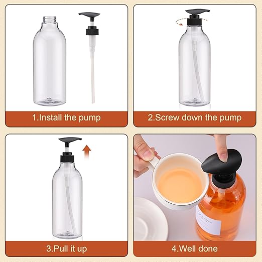 9 Pcs Coffee Syrup Dispenser Set 25 oz Plastic Coffee Syrup Dispenser Pump Bottle 16.9 oz Pet Jar with Lids Gold Spoon and Labels for Home Bar Organization