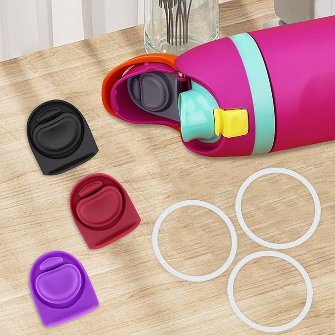 3 Sets Replacement Seal Gasket Stoppers for Owala Freesip Cap Mouth,Silicone O Sealing Ring Parts Water Bottle Top Lid Accessories for Owala Freesip 16/19/24/32/40oz（3 colors 4）
