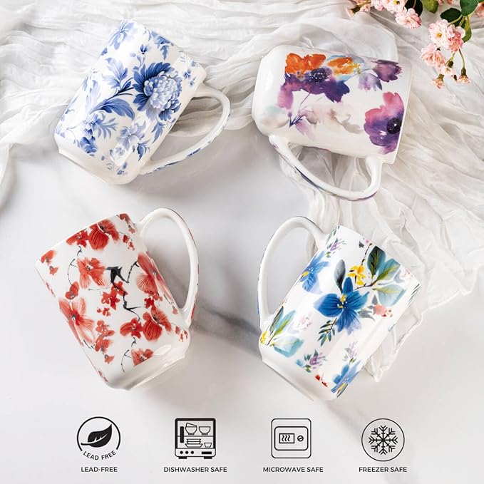 AmorArc Porcelain Tea Mug with Infuser and Lids, 18 Oz Coffee Cup Strainer with Bag Holder for Loose Leaf Tea, Steeping Coffee Mug for House-warming Wedding Birthday Gift