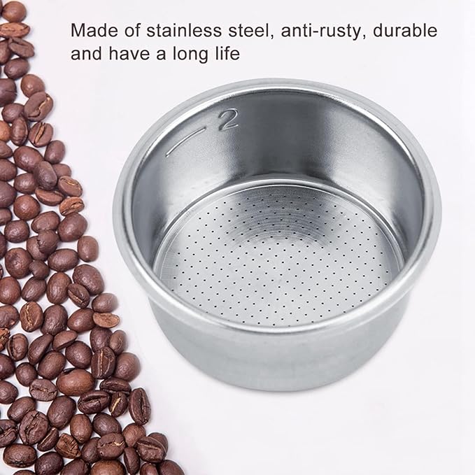 51mm Non Pressurized Filter Basket, Stainless Steel Single Wall Espresso Basket, Reusable and Heavy Duty Ground Coffee Strainer Cup for Portafilter