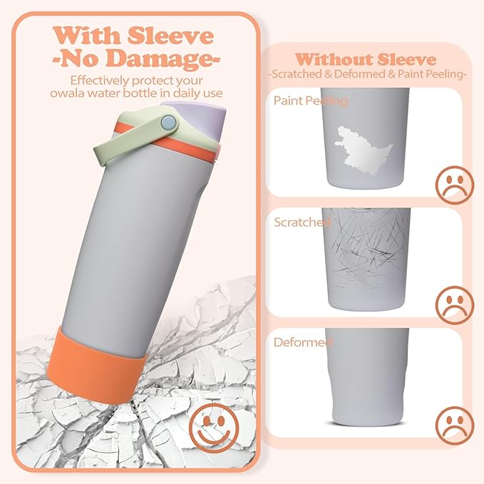 Silicone Boot for Owala 30oz & 40oz FreeSip Sway Bottles & Tumblers - Non-Slip, Scratch-Resistant, Stability Enhancer, Available in 12 Colors (Beach House Orange)