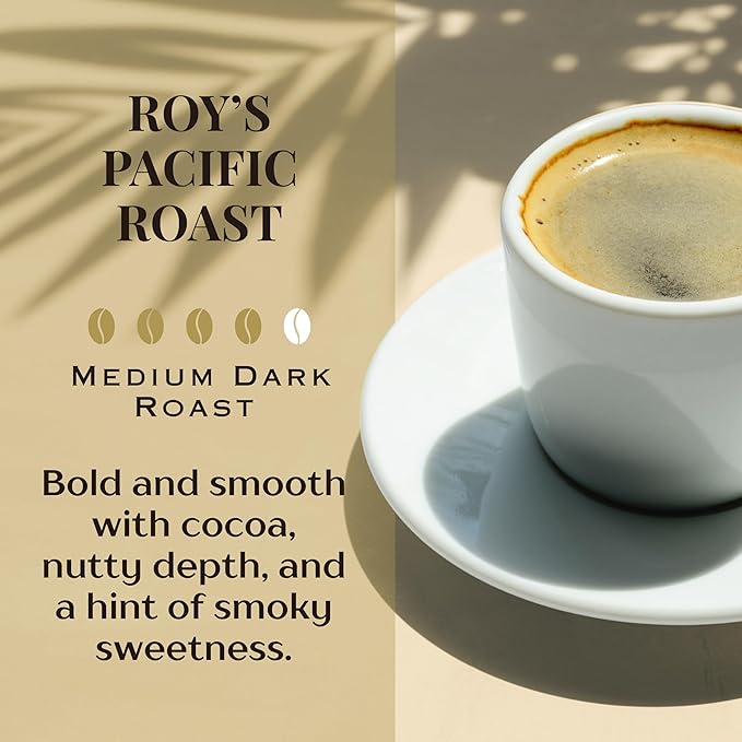 ROYAL KONA COFFEE - Medium Dark Roast Ground Coffee, Roy's Pacific Roast Flavor, 40 Ounce
