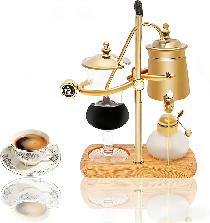 Yoodqoe Balance Siphon Coffee Maker, Belgium Royal Family Balance Syphon Siphon Coffee Maker, Unique Gravity Vintage Cafe Maker for Home Kitchen Barista Use, 500ml Glass Carafe