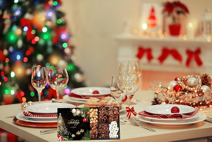 Christmas Premium Chocolate Gift Box – Gourmet Assortment with Chocolate Pretzels, Maple Nuts, Yogurt Pretzels & Milk Chocolate Caramels – Perfect for Holidays, Birthdays
