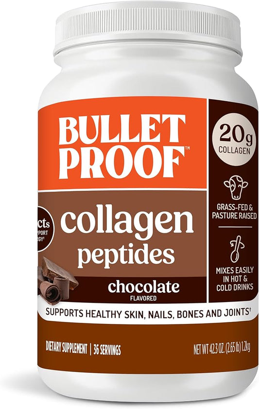 Bulletproof Chocolate Collagen Protein Powder with MCT Oil, 19g Protein, 42.3 Oz, Value Size, Collagen Peptides and Amino Acids for Healthy Skin, Bones and Joints
