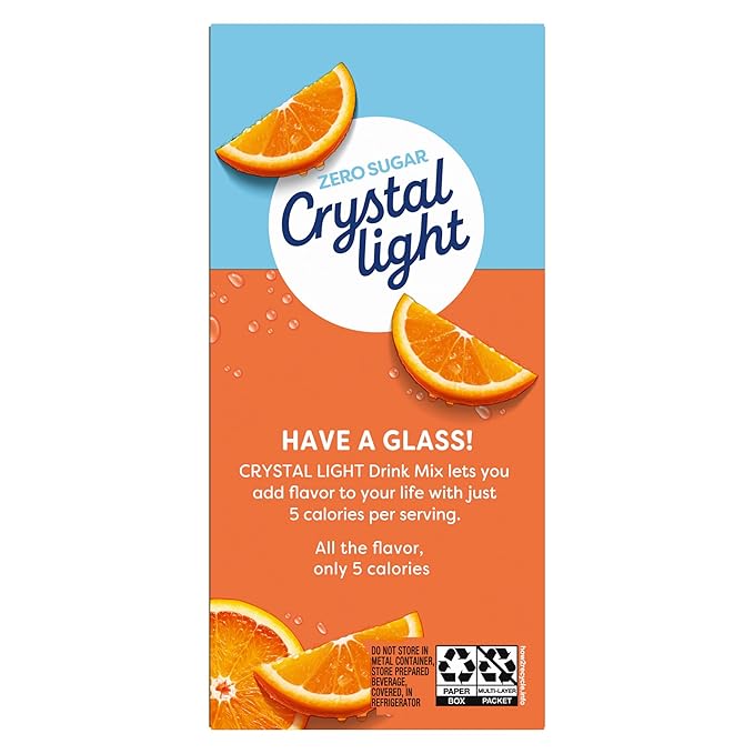 Crystal Light Classic Orange with Vitamin C & Calcium Drink Mix (20 Pitcher Packets, 4 Canisters of 5)