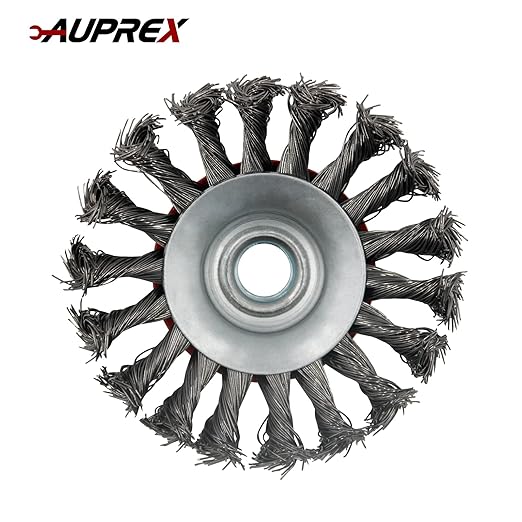 2 Pack 4 Inch Twist Knotted Wire Wheel Brush for Angle Grinder with 5/8 Inch-11 Threaded Arbor - 0.02 Inch Carbon Steel Wire for Heavy-Duty Conditioning of Various Metals