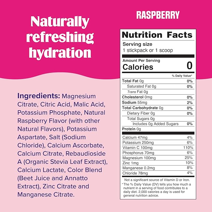Ultima Replenisher Daily Electrolyte Powder Drink Mix – Sugar Free – Raspberry, 30 Servings – Hydration Powder with 6 Key Electrolytes and Trace Minerals – Keto Friendly, Vegan, Non-GMO