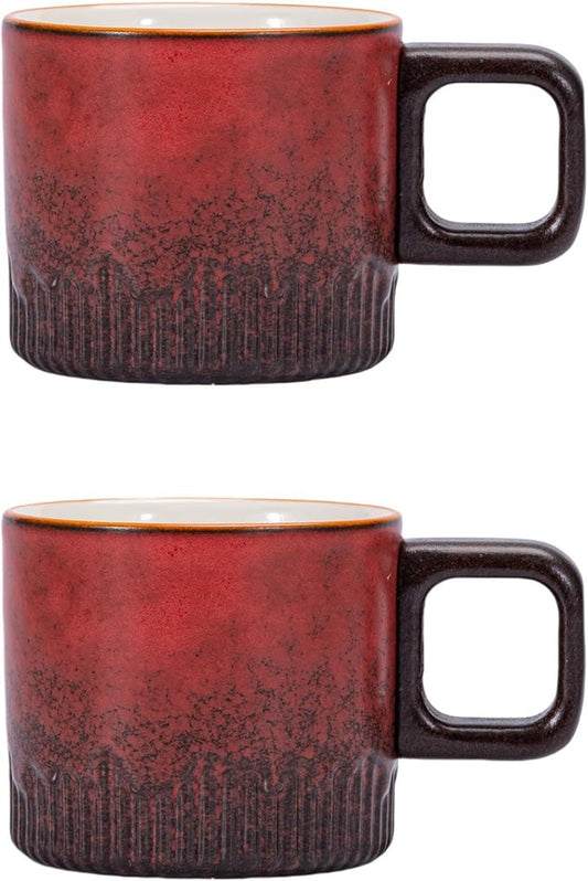 Zurucily Espresso Cups Set of 2, 2 oz Ceramic Espresso Cups, Demitasse Cups for Tea or Coffee (Red)