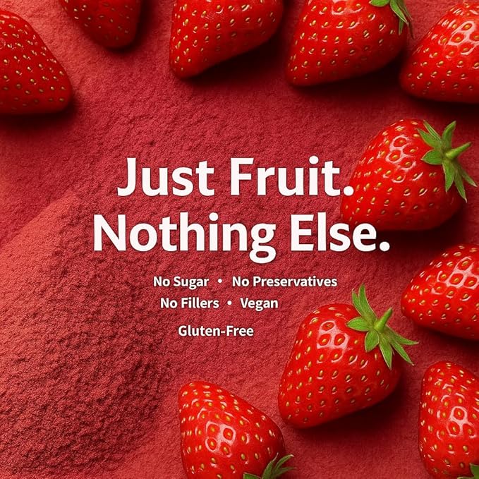 Confect Strawberry Powder | Pure & Natural Fruit Powder for Smoothies, Baking, Beverages, Juices & DIY Recipes | Vegan, Gluten-Free, No Added Sugar – 1 LB