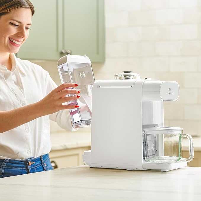 ChefWave Milkmade Soy Milk Maker (Silver/White) 6-in-1 Vegan Plant-Based Milk Machine with Auto Clean, and Delay Start, Almond, Oat, Soy, Cashew, Coconut, Macadamia Milk Maker with Nut Platter
