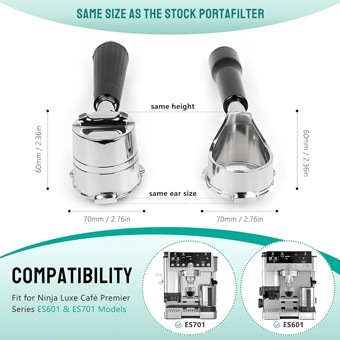 Bottomless Portafilter for Ninja Luxe Café Premier Series ES601 & ES601C Models | Basket Not Included | Compatible with Stock Filter Basket | Patent Pending