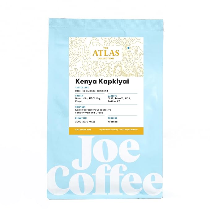 Joe Coffee Company - Kenya Kapkiyai Whole Bean Specialty Coffee, 12 oz Bag | Women-Produced, NYC Roaster, Rainforest Alliance Certified, Kosher, Climate-Friendly