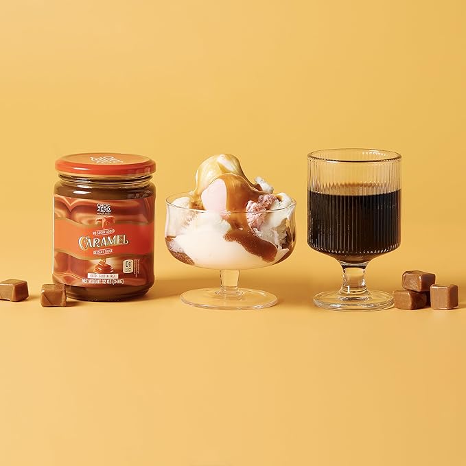 ChocZero Keto Caramel Sauce, No Sugar Added, No Artifical Sweeteners, Low Carb Dessert & Coffee Topping, Gluten Free, 12 oz Jar