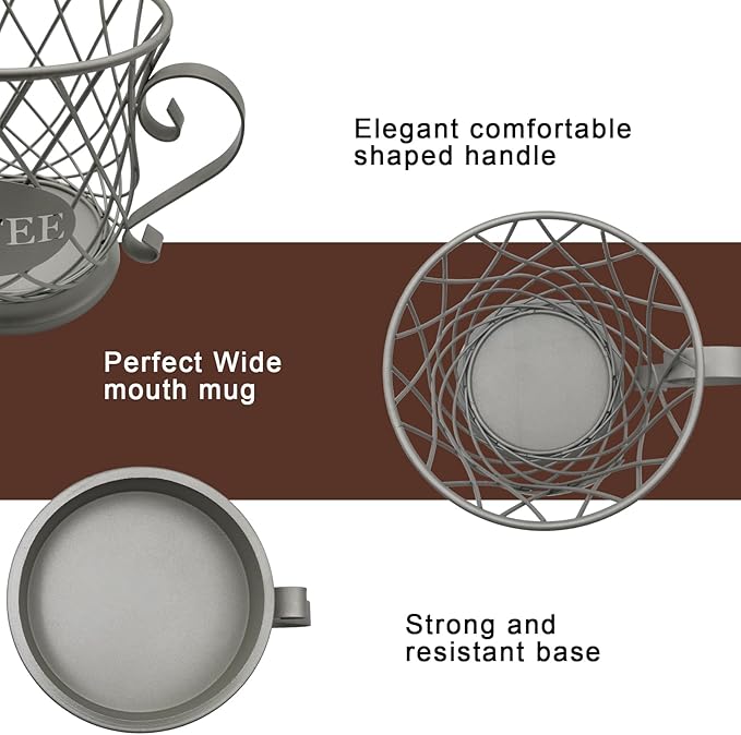 Coffee Pod Storage Basket, Capsule Holder for 35 K Cup Organizer, Bar Countertop Decor - Silver