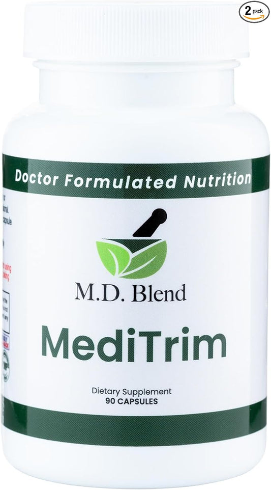 M.D. Blend M.D. MediTrim - Expert Formulated Supplement Energy, Satiety, & Physique Goals - Smooth System Balance - Green Coffee Bean, Green Tea, Apple Cider Vinegar, Hibiscus - 90 Capsules