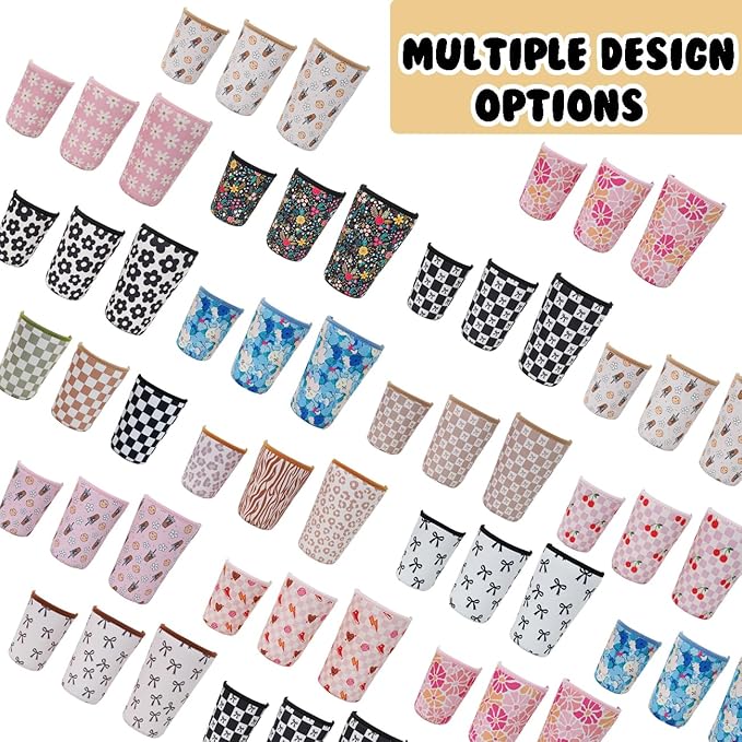 Reusable Insulated Neoprene Iced Coffee Cup Sleeve, Durable Drink Sleeve for Cold Beverages, Beverage Holder for Iced Coffee, Blush Petals