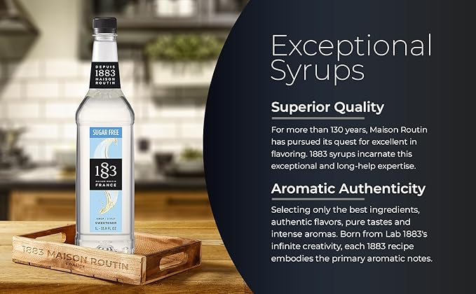 1883 Sugar Free Sweetener Syrup,Perfect Flavored Syrup for Hot & Iced Beverages,1 Liter Plastic Bottle