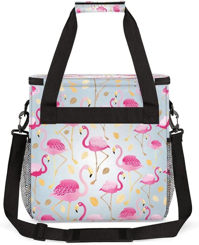 Animal Pink Flamingos Coffee Maker Carring Bag Travel Storage Tote Bag Compatible with Keurig K-Mini or K-Mini Plus Portable Single Serve Coffee Brewer Case with Pockets for K-cup Pods
