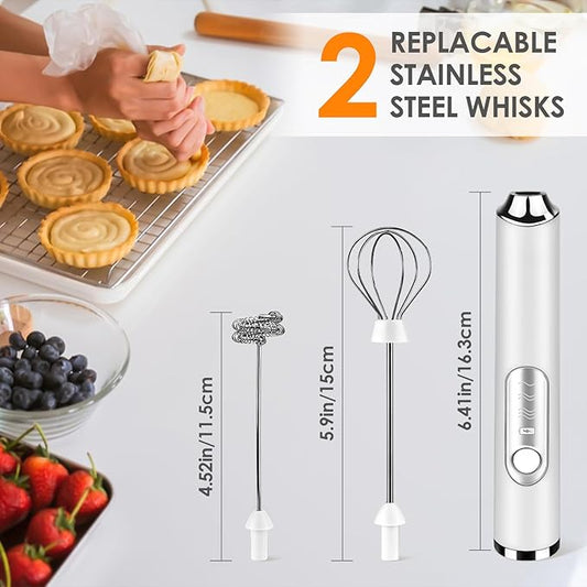 Rechargeable Handheld Milk Frother – 3-Speed Electric Foam Wand for Lattes, Cappuccino & Matcha