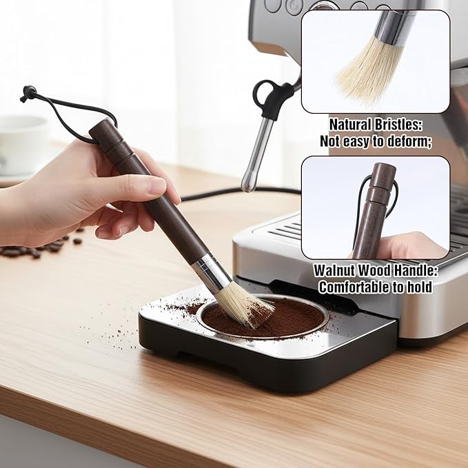 4 Pcs Coffee Grinder Cleaning Brush Coffee Bar Brush Handling Accessory Tool with Hanging Loop Dusting Espresso Machine Cleaning Tool for Barista Home Kitchen Camping