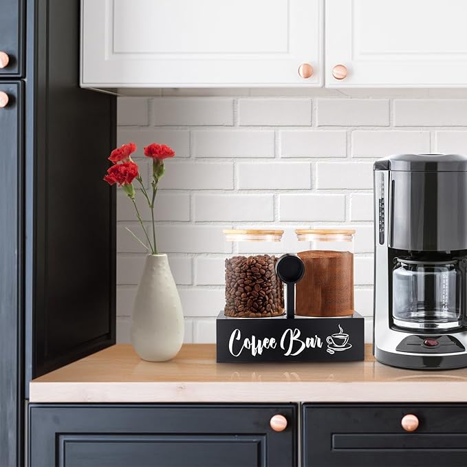 2Pcs 49oz Large Capacity Glass Coffee Containers - BPA Free Storage Jars with Shelf Lids and Spoon for Coffee Bean Bar Station Kitchen Gift