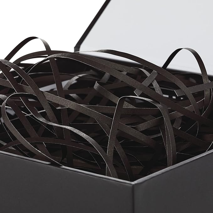 Hallmark Medium Gift Box with Lid and Shredded Paper Fill (Black 7 inch Box) for Weddings, Graduations, Birthdays, Father's Day, Groomsmen Gifts, All Occasion (Pack of 12)