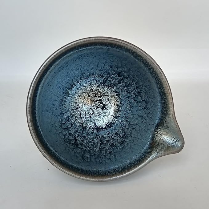 Ceramic Tea Sharing Cup, Kungfu Tea Pitcher, Tenmoku Teapot Chinese Traditional Cha Hai, Jianzhan Tenmokus Teacup Fine Porcelain Creamer Pitcher for Tea Milk Coffee, 7.44 oz Small Jug