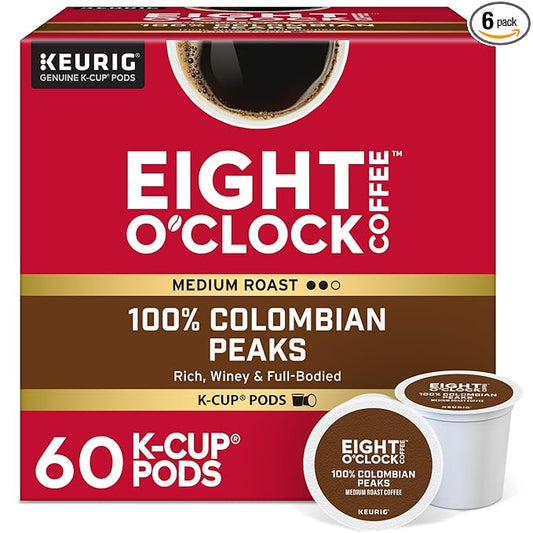 Eight O'Clock Coffee Colombian Peaks Keurig Single-Serve K-Cup Pods, Medium Roast Coffee, 60 Count
