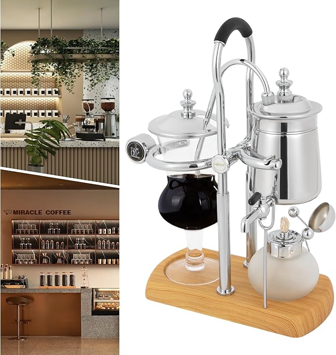 400ml Balance Siphon Coffee Brewer Belgium Royal Family Balance Syphon Coffee Maker Elegant Retro Vintage Coffee Maker, Vacuum Brewing System For Extract Coffee And Brew Tea