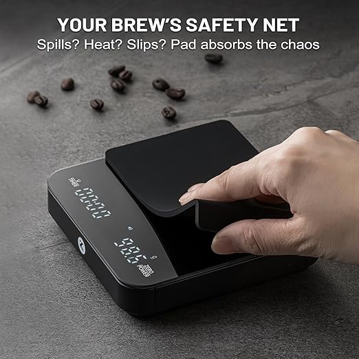 KitchenTour CaféMetric Coffee Scale with Timer 0.1g/2000g - Precision Small Scale for Espresso & Pour Over - Mini Scale with LED Display (Black, AAA Battery)