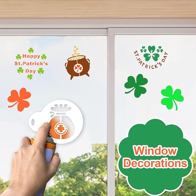 Partywind 30 PCS St Patrick's Day Cookie Stencils for Decorations, Saint Patricks Day Shamrock Stencils Templates for Cake Coffee, Irish Face Painting Ornaments