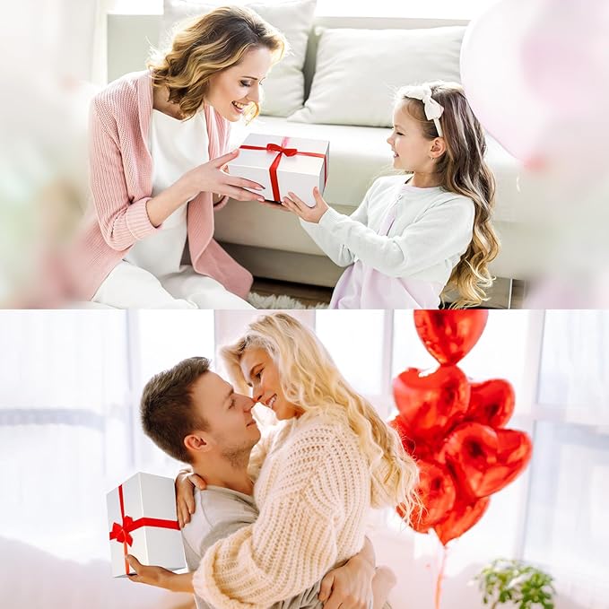 Ditwis 4 Pack 10x7x5 Inches Gift Boxes with Magnetic Closure Lids, White Magnetic Box for Wedding, Groomsmen Bridesmaid Proposal, Birthdays, Mother's Day