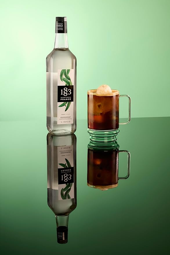 1883 Peppermint Syrup for Drinks, Made in France, 1 Liter Glass Bottle