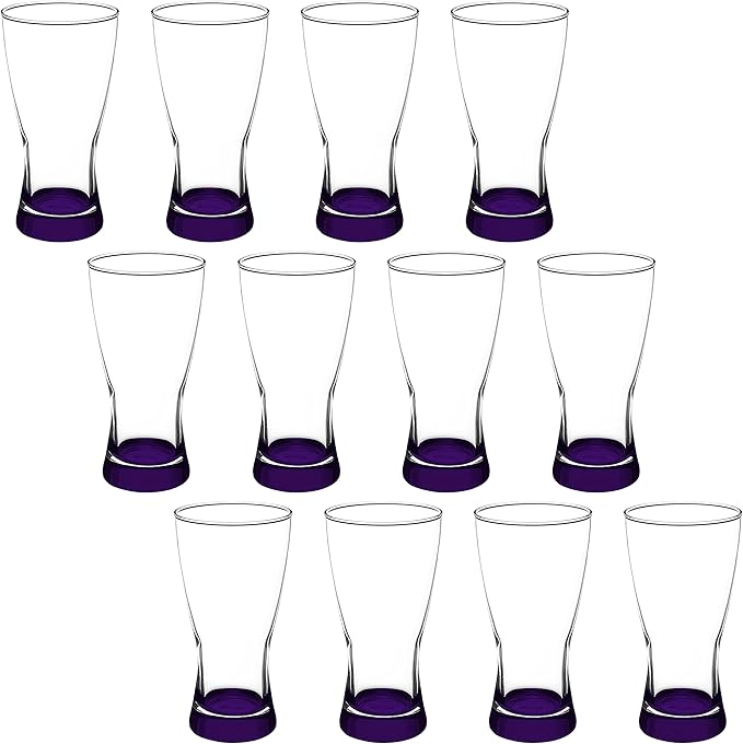 DISCOUNT PROMOS Pilsner Glasses 13.25 oz. Set of 12, Bulk Pack - Made in the USA, Perfect for Hotels, Restaurants, Bars and Even Party Favors - Purple