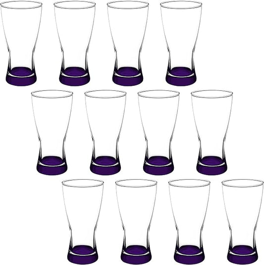 DISCOUNT PROMOS Pilsner Glasses 13.25 oz. Set of 12, Bulk Pack - Made in the USA, Perfect for Hotels, Restaurants, Bars and Even Party Favors - Purple