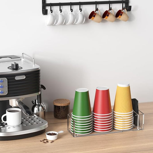 Coffee Cup Holder for Countertop - Clear Acrylic Coffee Bar Accessories 3 Cup Organizer Station Organizer Farmhouse Table Décor