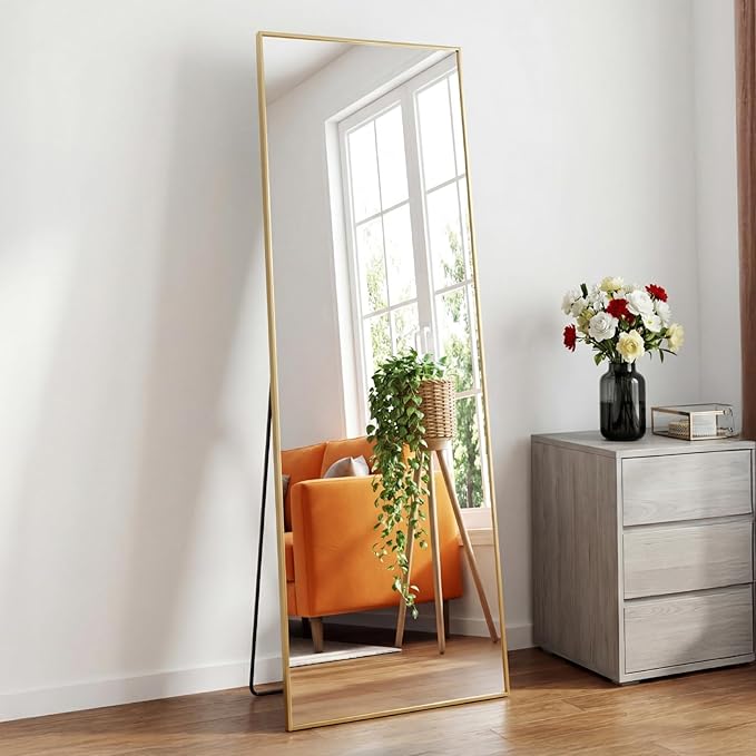 NEWBULIG Full Length Mirror, Upgraded Body Wall Mirrors with Shatter-Proof Glass, Floor Standing Mirror, Home Wall Decor