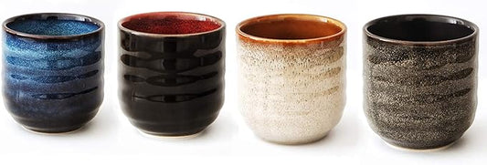 Lxuwbd Japanese Style Ceramic Tea Set, Tea Cup, Coffee Cup, Yerba Mate Set, Ceramic Mate Cup Set of 4 (4 colors)