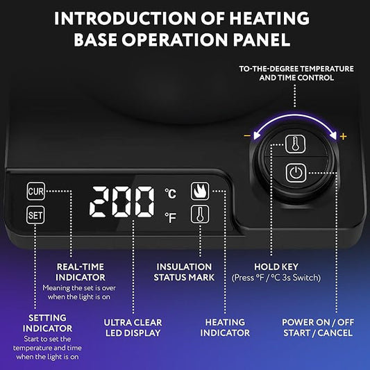 APQ Gooseneck Electric Kettle 30 Oz. Auto Shut-Off Black 1200 W Temperature Control 0.9 L Rapid Heating With LED Display