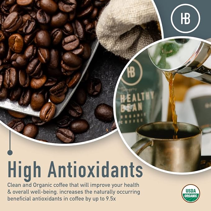 Healthy Bean Coffee Thrive Morning Blend - Whole Bean Low Acid Coffee for Sensitive Stomach, Smooth and Rich Flavor - USDA Organic, Medium Roast Coffee Beans, 11oz