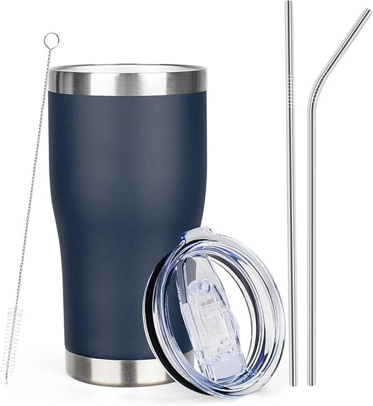 MEZMUT 20oz Coffee Tumbler with Lid and Straw Double Wall Vacuum Insulated Cup Stainless Steel Travel Mugs Insulated for Hot and Cold Leakproof Powder Coated Tumbler for Indoor and Outdoor
