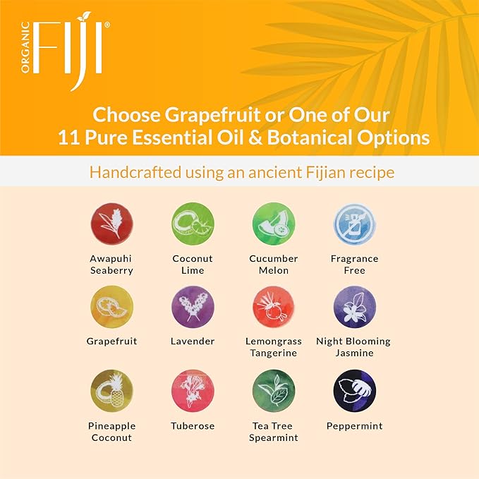 Coco Fiji Soap Bar for Face and Body Infused With Organic Coconut Oil, Grapefruit, Essential Oil, Natural Soap for Moisturizing & Pore Purifying Skin, 7 oz,Pack of 3
