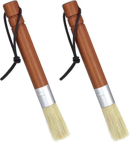 2-Pack Coffee Grinder Cleaning Brush, Espresso Machine Cleaner Tool, Coffee Brushes with Natural Rosewood Handle and Boar Bristle Used on Group Heads, Shower Screen, Portafilter, Scoop, Tamper