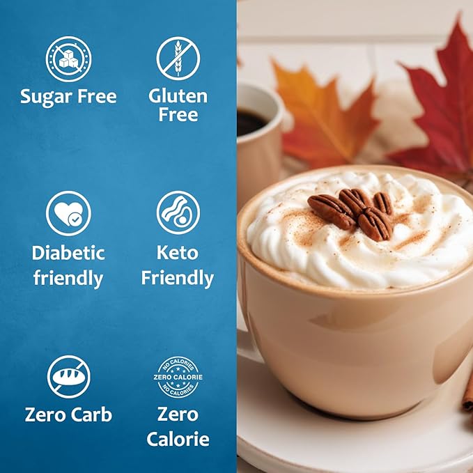 Syruvia Sugar Free Coffee Syrup, Butter Pecan Flavored Syrup for Drinks, Lattes, and Desserts – 25.4 fl oz, With Pump