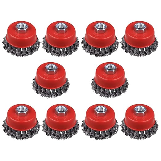 Wire Cup Brush for 4 1/2 Angle Grinder, 10 Pack 3 inch Wire Brush for Grinders, 5/8" -11 Threaded, for Heavy Cleaning Rust, Stripping and Abrasive