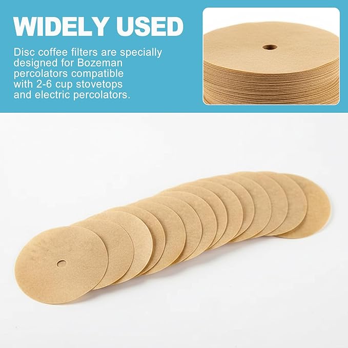 CoguZed 300 Count 3.75-Inch Unbleached Disposable Coffee Filters – Round & Disc Paper Filters for Coffee Percolators & Coffee Pots, Compatible with Aerobie Aeropress